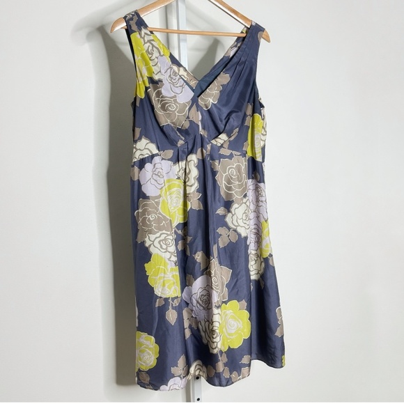 Boden Limited Edition Silk Dress Sleeveless Oversized Floral Print Steel Blue 12 - Picture 13 of 13
